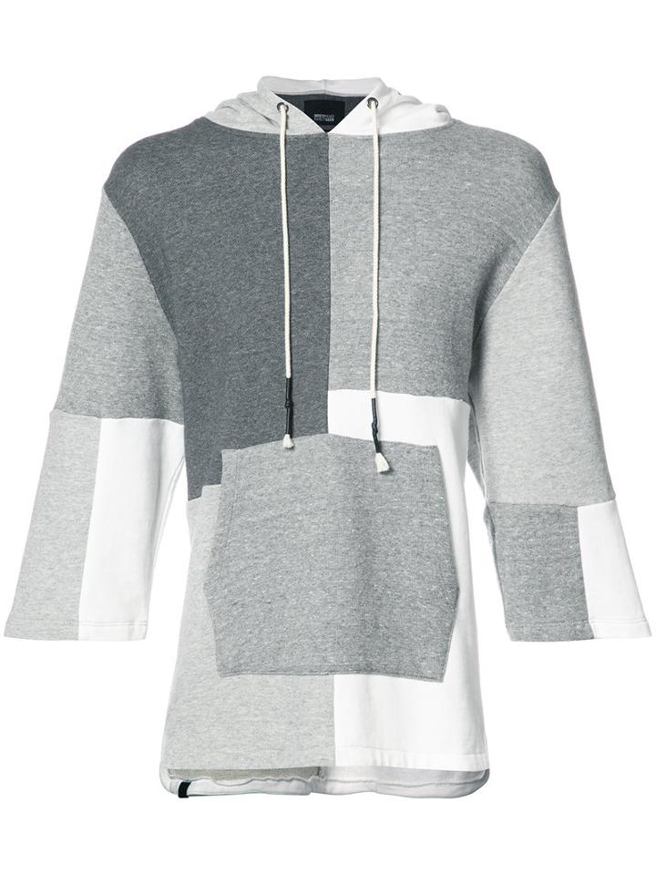 Mostly Heard Rarely Seen Patchwork Shortsleeved Hoodie, Men's, Size: Medium, Grey, Cotton
