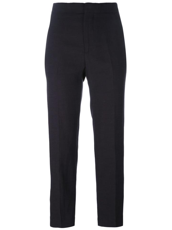 Aspesi - Cropped Trousers - Women - Viscose/linen/flax - 38, Black, Viscose/linen/flax