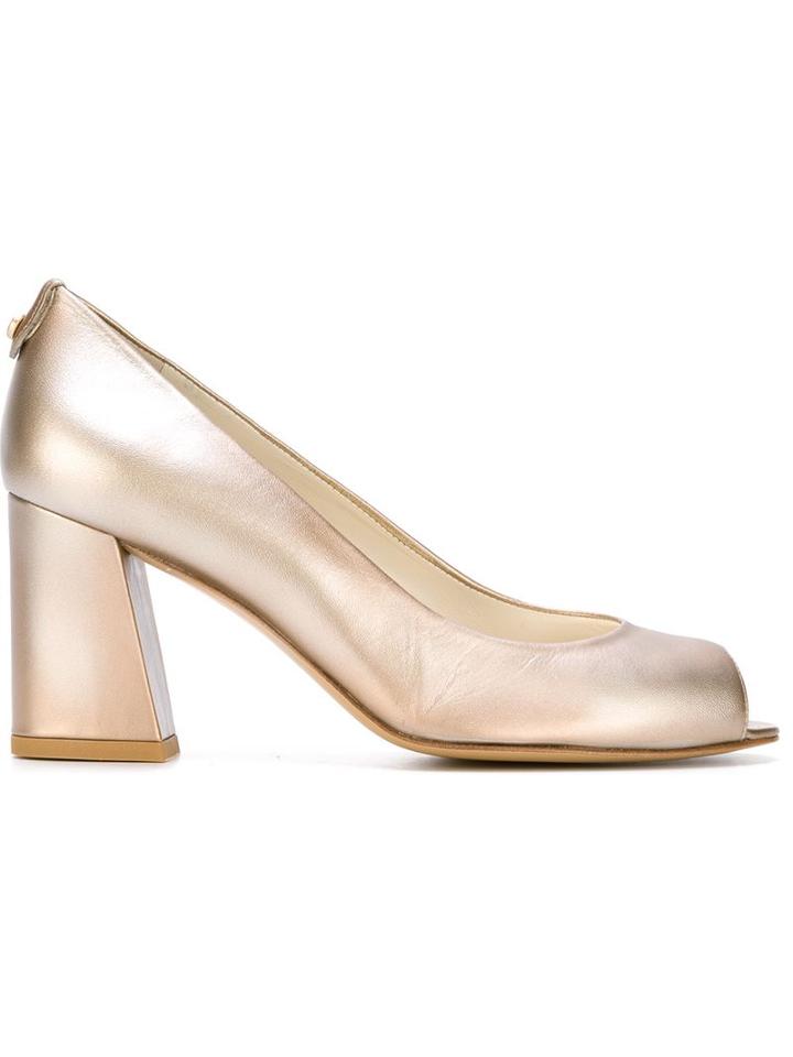 Stuart Weitzman 'logo Anna' Peep Toe Pumps