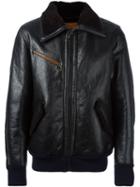 Golden Goose Deluxe Brand Leather Bomber Jacket, Men's, Size: Medium, Black, Calf Leather/polyester