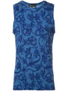 Versace - 'barocco' Print Tank Top - Men - Spandex/elastane/viscose - Iv, Blue, Spandex/elastane/viscose