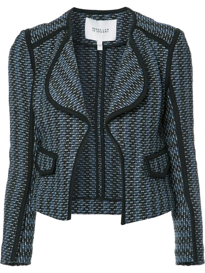 Derek Lam 10 Crosby Open Cropped Jacket, Women's, Size: 2, Blue, Cotton/acrylic/polyamide