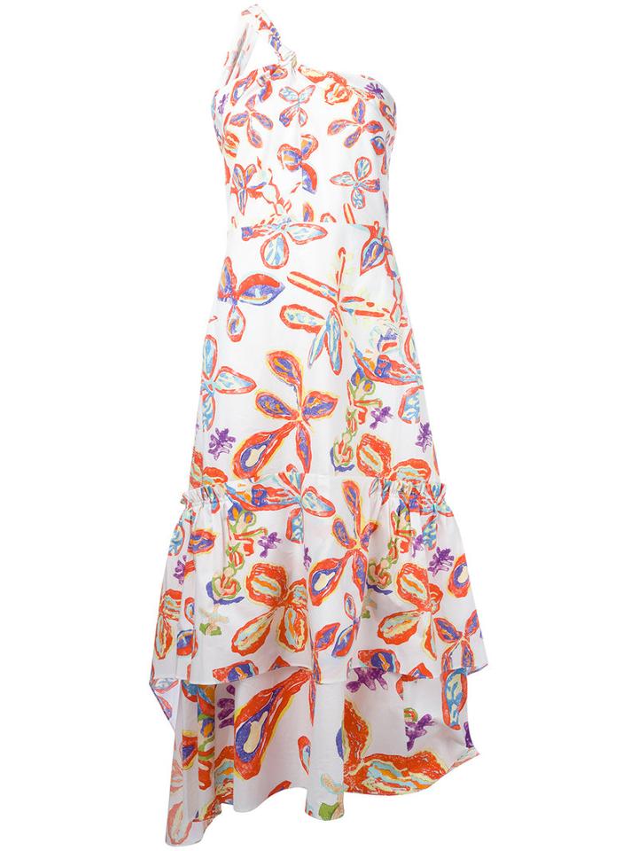 Peter Pilotto Floral Shift Dress, Women's, Size: 10, White, Cotton/spandex/elastane