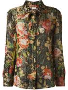 Saint Laurent Ribbon Accent Crepe Shirt, Women's, Size: 42, Silk/polyester/viscose