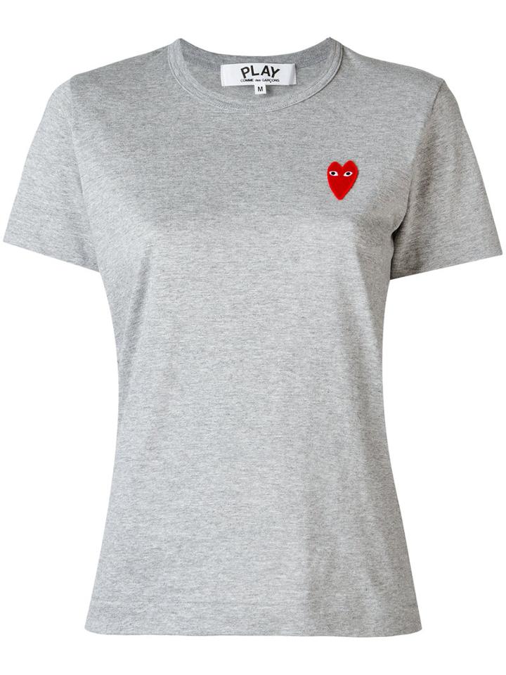 Comme Des Garçons Play - Logo Patch T-shirt - Women - Cotton - S, Women's, Grey, Cotton