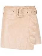 Andrea Bogosian Belted Leather Skirt - Neutrals