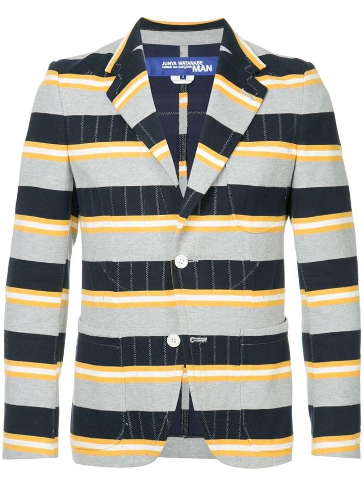 Junya Watanabe Comme Des Garçons Pre-owned Striped Slim Blazer - Grey