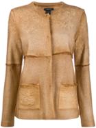 Avant Toi Textured Buttoned Short Jacket - Brown