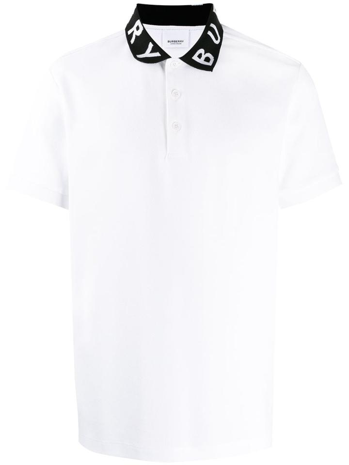 Burberry Logo Collar Polo Shirt - White