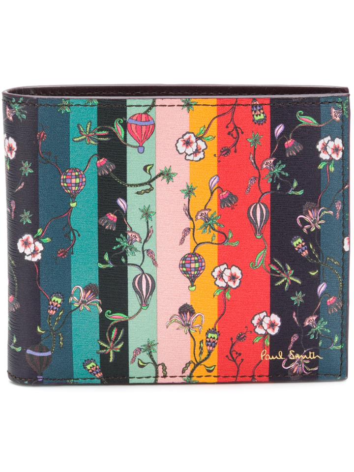 Paul Smith Floral Print Striped Wallet - Multicolour