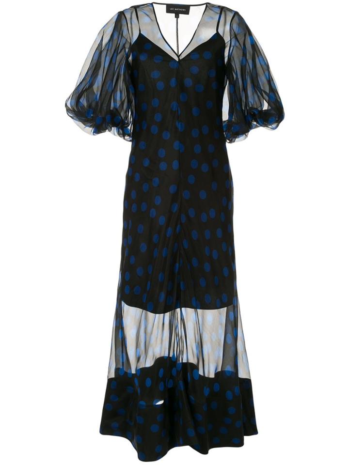Lee Mathews Polka-dot Flared Dress - Black