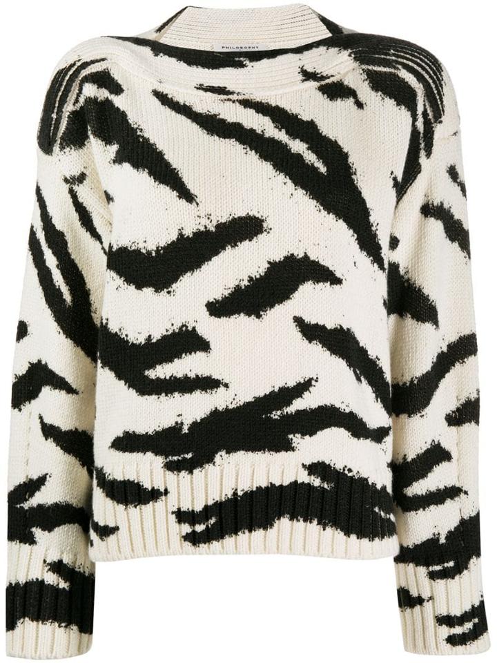 Philosophy Di Lorenzo Serafini Animal Pattern Wool Sweater - White