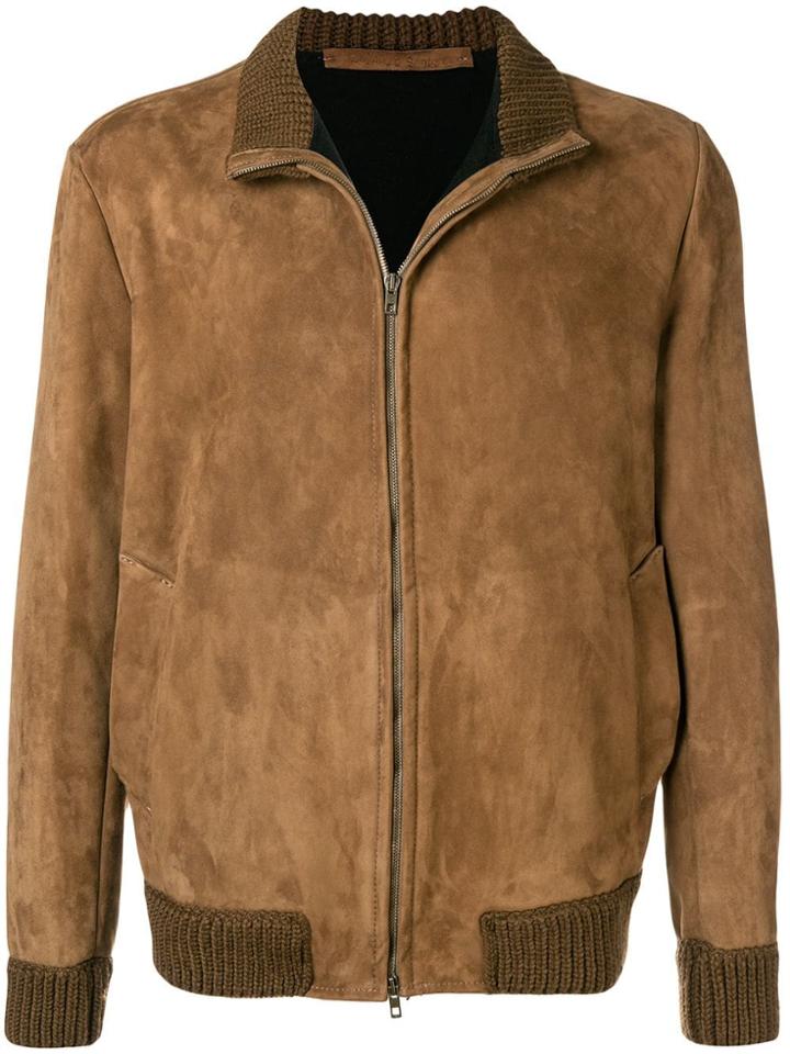 Salvatore Santoro Suede Bomber Jacket - Brown