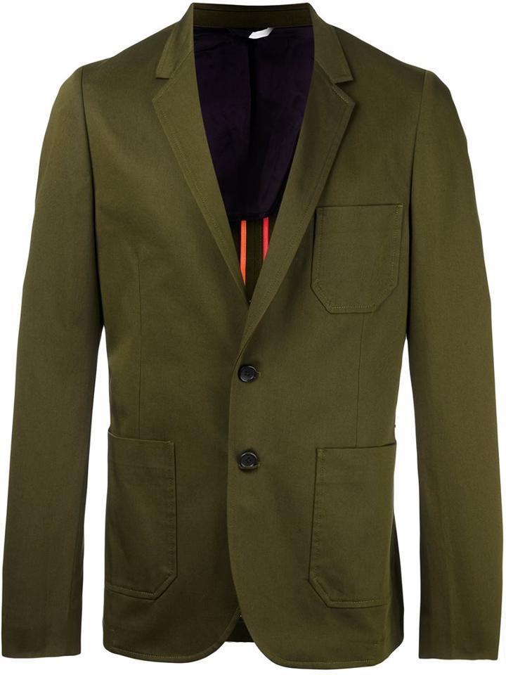 Paul Smith Jeans Single Breasted Blazer, Men's, Size: 40, Green, Viscose/cotton/spandex/elastane