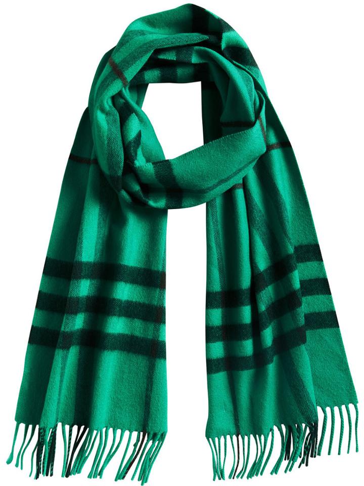 Burberry Cashmere Overdyed Check Scarf - Green