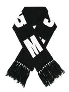 Msgm Kids Logo Knit Scarf, Boy's, Black