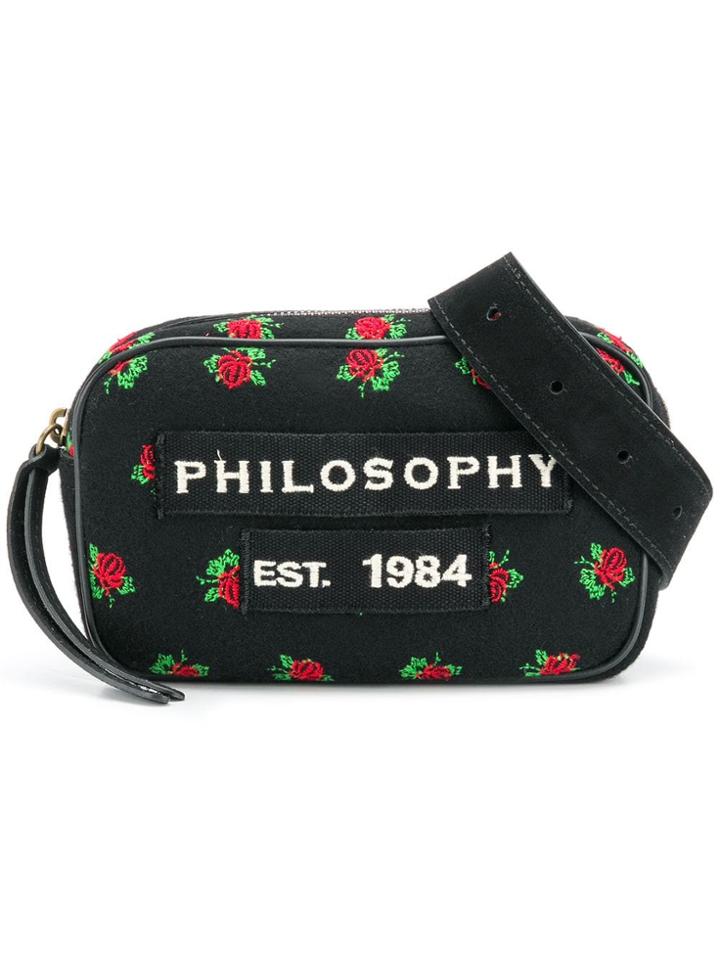 Philosophy Di Lorenzo Serafini Rose Embroidered Belt Bag - Black