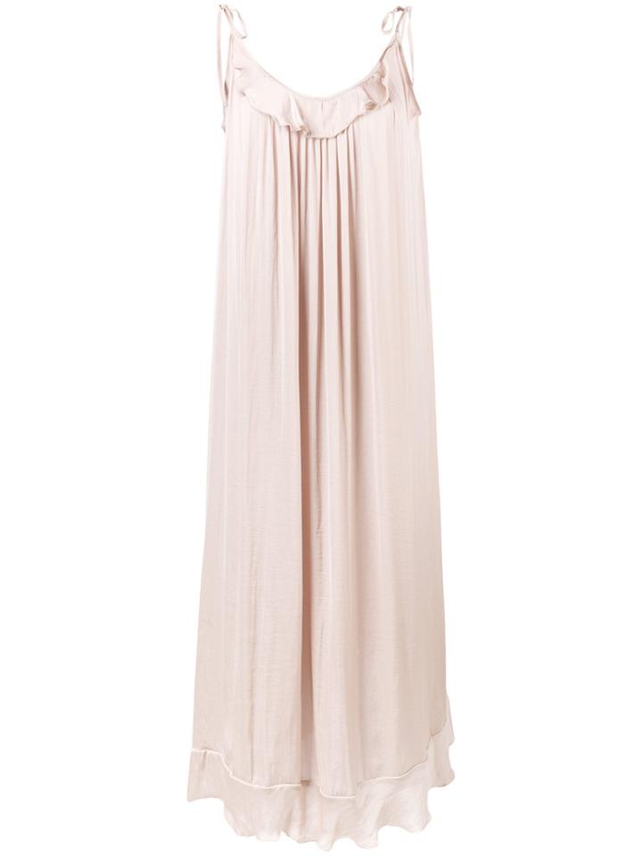 Mitos Ruffle Trim Maxi Dress - Nude & Neutrals