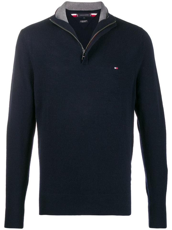 Tommy Hilfiger Zip Front Knit Sweatshirt - Blue