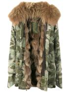 Mr & Mrs Italy Short Camouflage Fur Lined Parka - Green