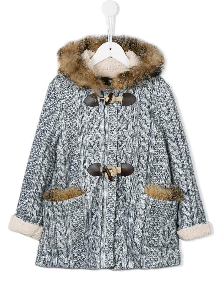 Lapin House Cable Knit Duffle Coat, Girl's, Size: 8 Yrs, Blue