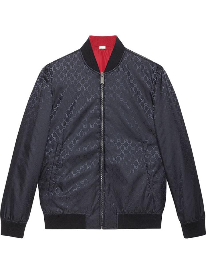 Gucci Gg Pattern Reversible Bomber - Blue