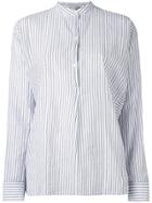 Vince Mandarin Neck Striped Shirt - White