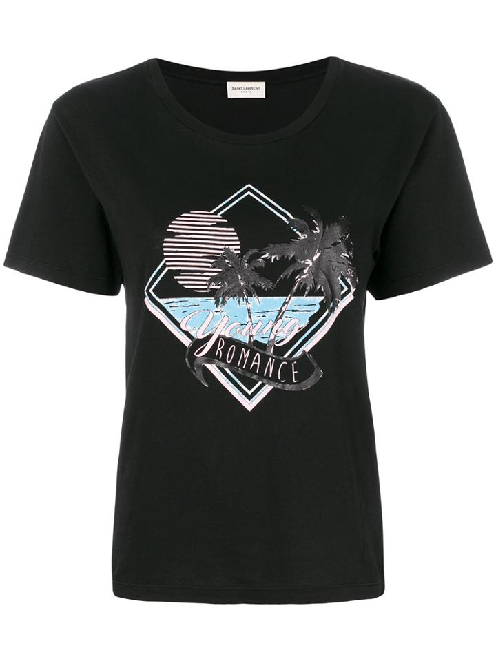 Saint Laurent Palm Tree Print T-shirt - Black