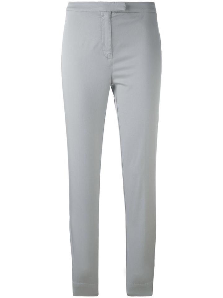 Eleventy - Slit Hem Slim-fit Trousers - Women - Cotton/spandex/elastane - 25, Grey, Cotton/spandex/elastane