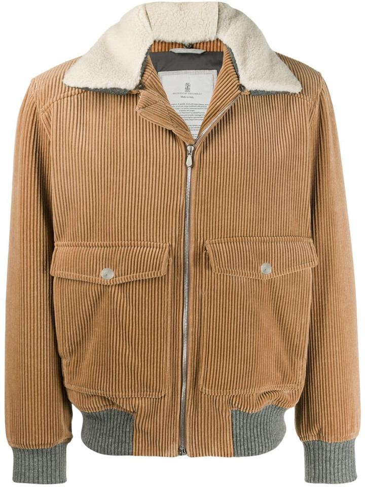 Brunello Cucinelli Corduroy Bomber Jacket - Brown