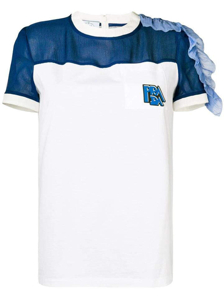 Prada Frill Detail T-shirt - Blue
