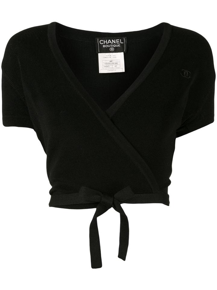 Chanel Pre-owned 1996s Wrap-front Top - Black