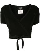 Chanel Pre-owned 1996s Wrap-front Top - Black