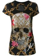Philipp Plein - Chain Crystal Skull T-shirt - Women - Cotton/crystal - Xs, Black, Cotton/crystal