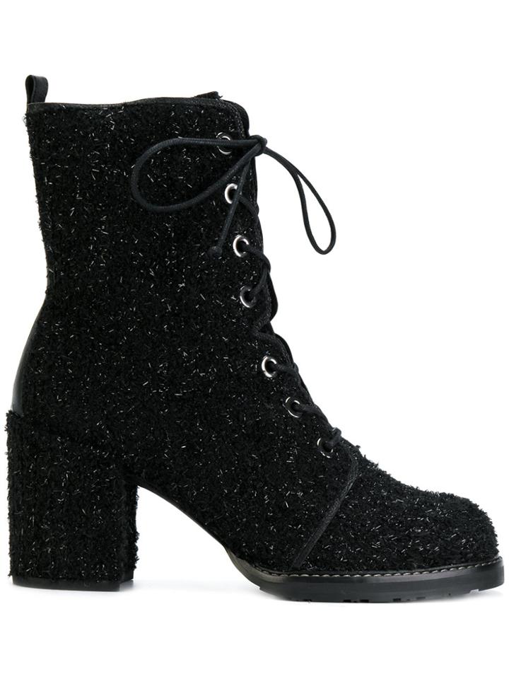 Stuart Weitzman Tinsel Lace-up Boots - Black