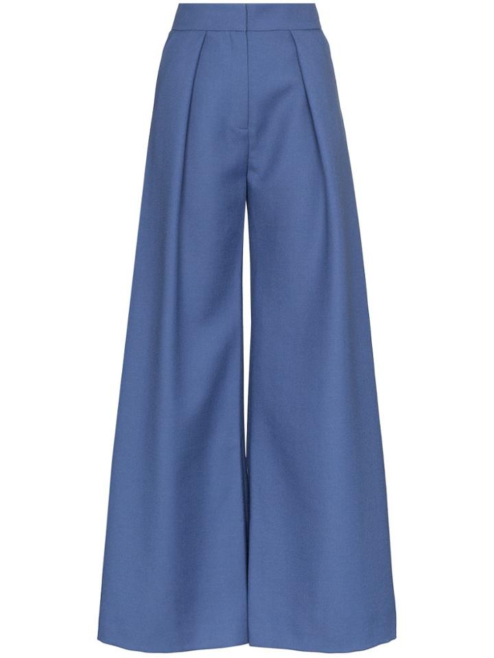Vika Gazinskaya Flared Wool Trousers - Blue