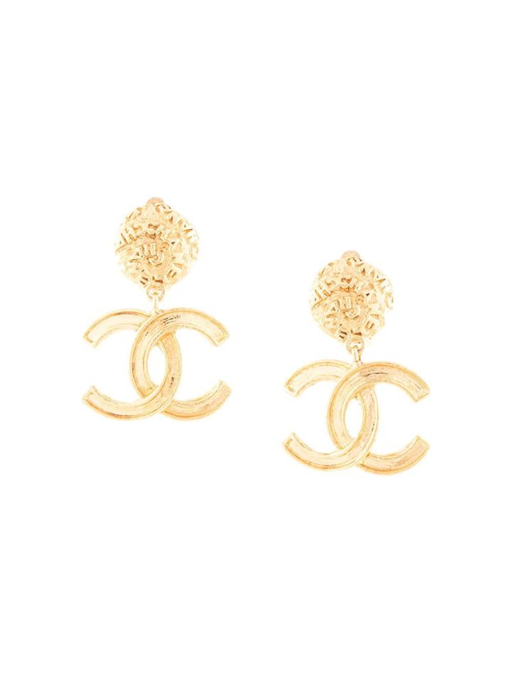 Chanel Vintage Cc Drop Earrings - Gold