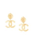Chanel Vintage Cc Drop Earrings - Gold