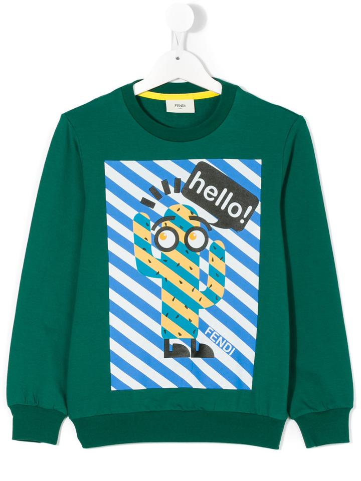 Fendi Kids - Printed Sweatshirt - Kids - Cotton/spandex/elastane - 10 Yrs, Green
