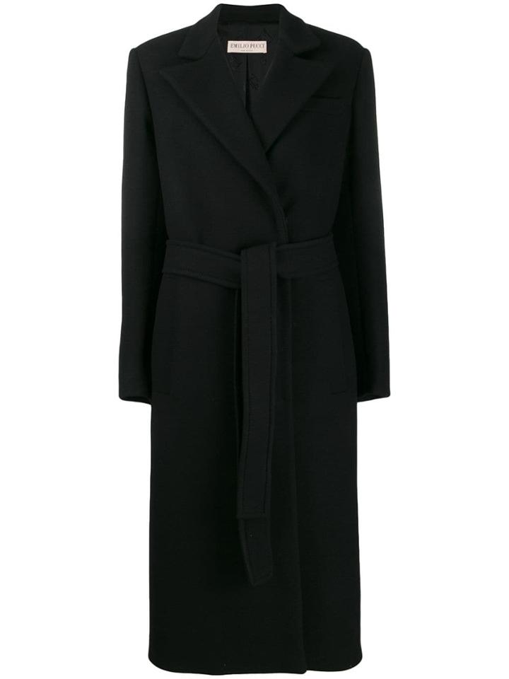 Emilio Pucci Double Face Wool Long Coat - Black
