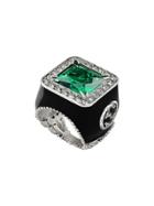 Gucci Ring With Stone And Crystals - Green