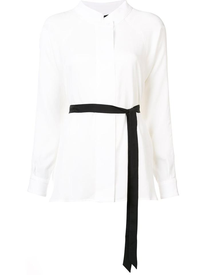 Smythe Tie Neck Shirt, Women's, Size: Small, White, Cotton/cupro