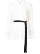 Smythe Tie Neck Shirt, Women's, Size: Small, White, Cotton/cupro