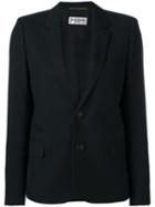Saint Laurent Single Breasted Tube Jacket, Women's, Size: 42, Black, Virgin Wool/cotton/silk