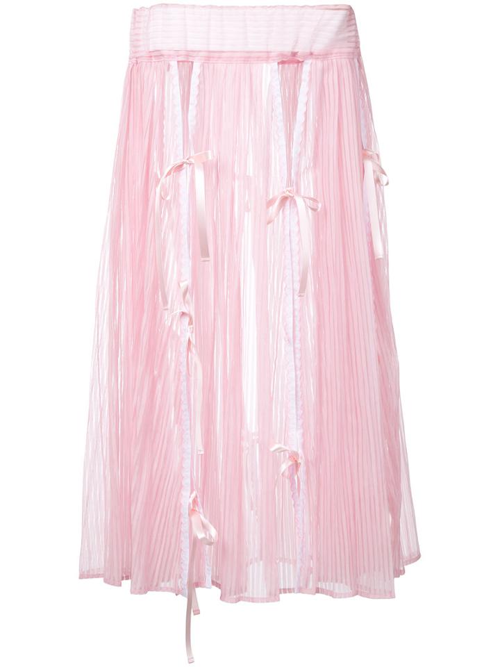 Akiko Aoki - Midi Pleated Skirt - Women - Nylon/polyester - M, Pink/purple, Nylon/polyester