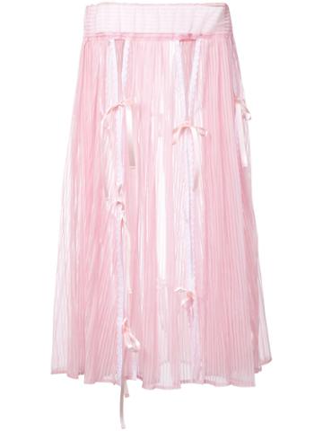 Akiko Aoki - Midi Pleated Skirt - Women - Nylon/polyester - M, Pink/purple, Nylon/polyester