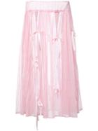 Akiko Aoki - Midi Pleated Skirt - Women - Nylon/polyester - M, Pink/purple, Nylon/polyester