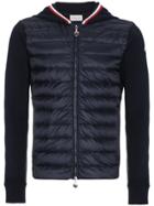 Moncler Quilted Shell Down Jacket With Knitted Sleeves - Blue