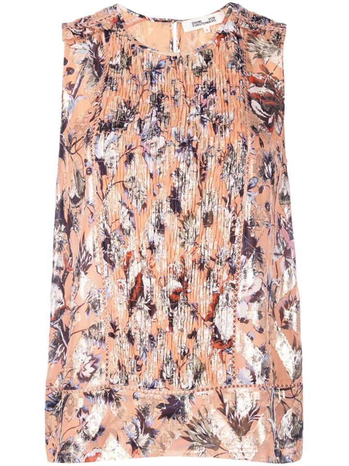 Dvf Diane Von Furstenberg Printed Gathered Front Blouse - Orange