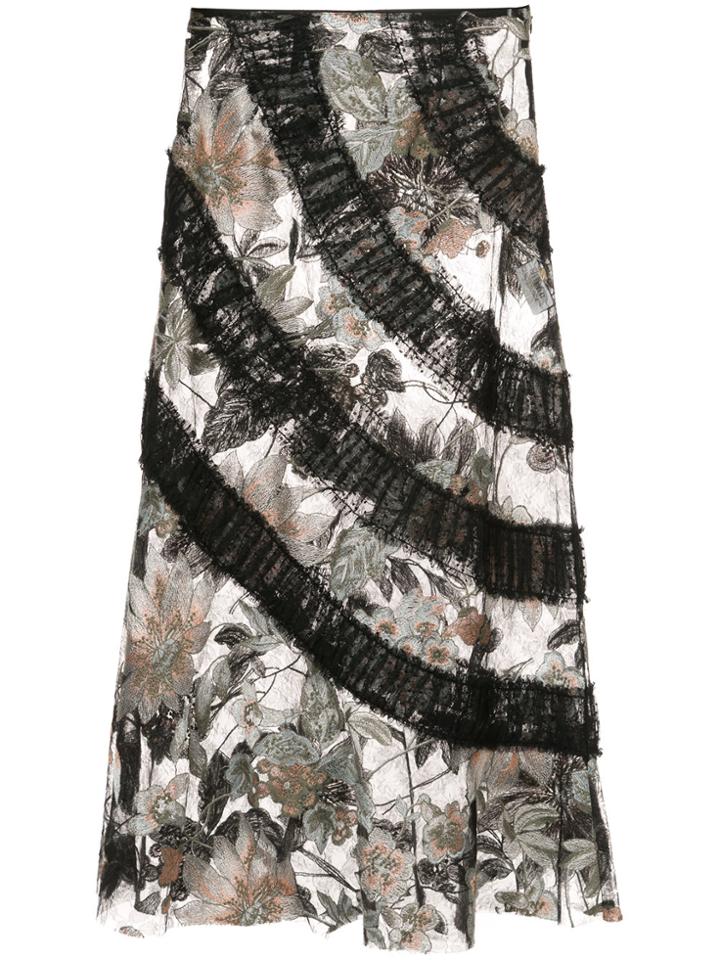 Anna Sui Mystical Garden Embroidered Skirt - Black